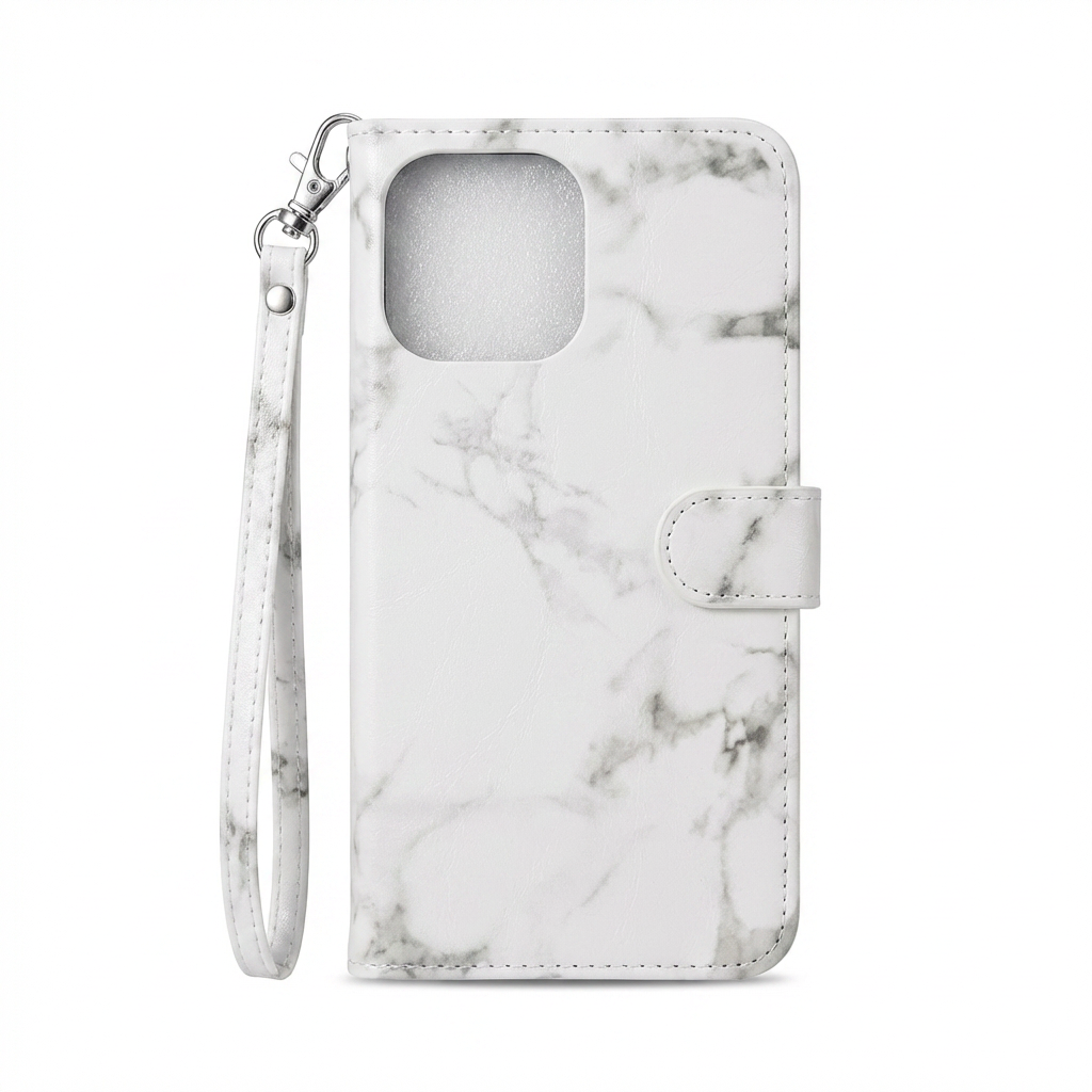 iPhone 16 Pro Max Case - Flip case (Marble White)