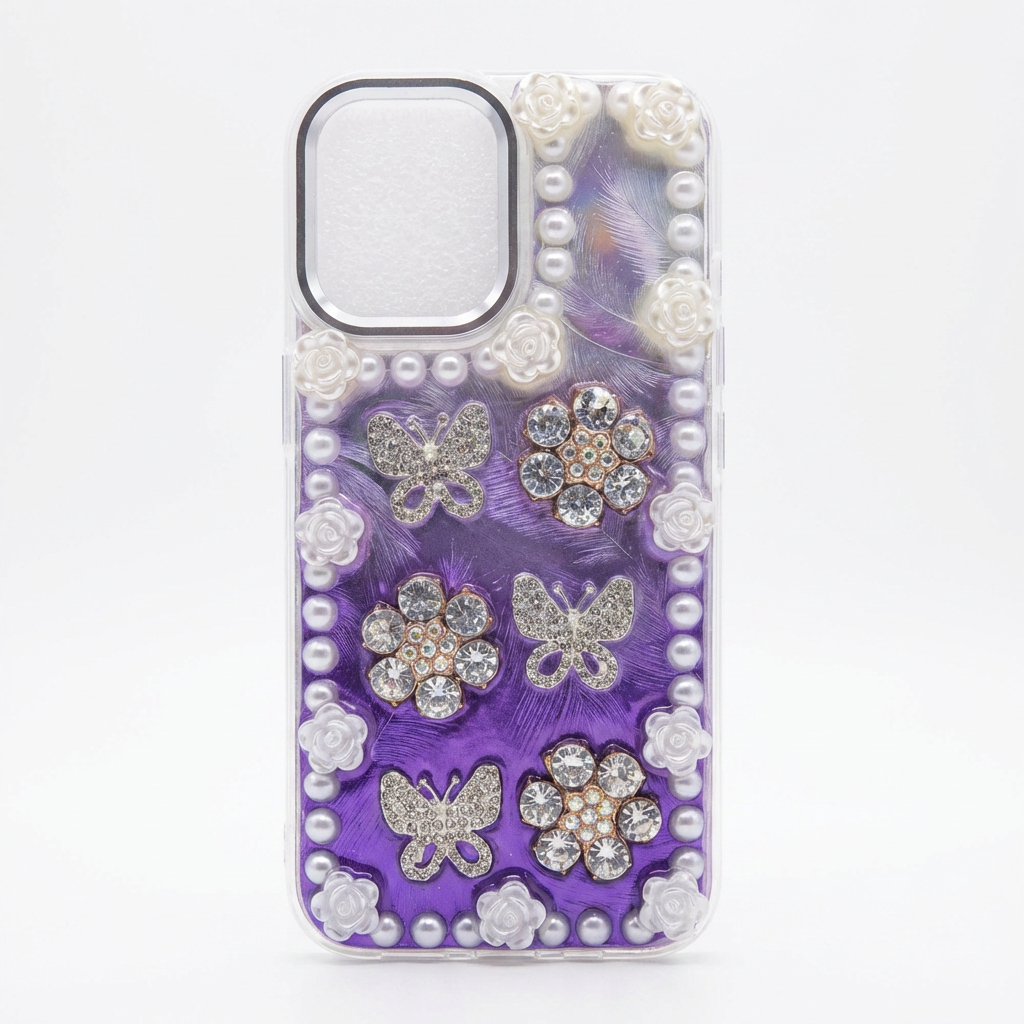 iPhone 17 Case - Butterfly & Flowers (Purple)